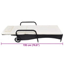 Sun Lounger with Cushion & Wheels Poly Rattan Black