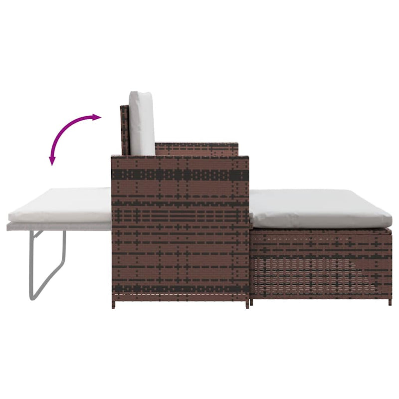 Garden Sofa Poly Rattan Brown