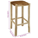 Bar Stool Real Leather and Solid Teak Wood