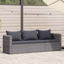 3 Piece Garden Sofa Set with Cushions Grey Poly Rattan