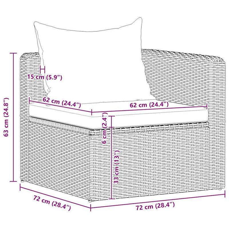 4 Piece Garden Sofa Set with Cushions Grey Poly Rattan