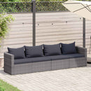 4 Piece Garden Sofa Set with Cushions Grey Poly Rattan