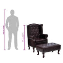 Armchair with Footstool Dark Brown Faux Leather
