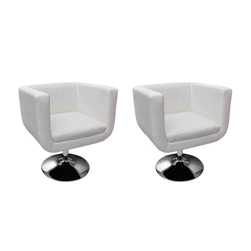 Bar Chairs 2 pcs White Faux Leather
