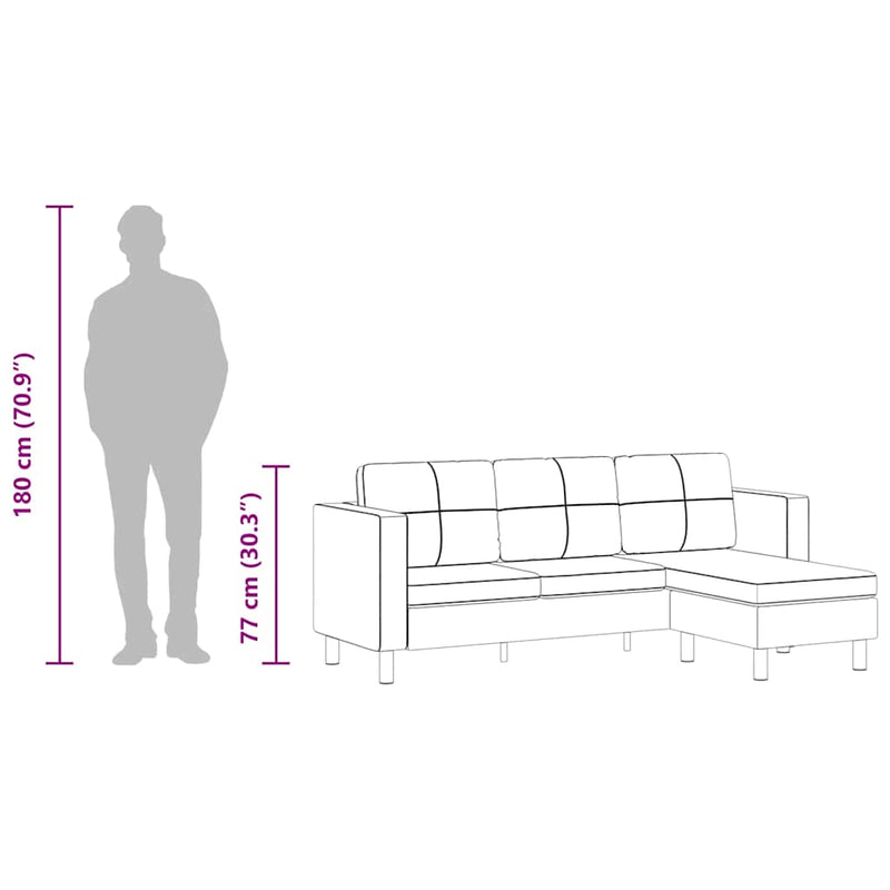 Sectional Sofa 3-Seater Artificial Leather White