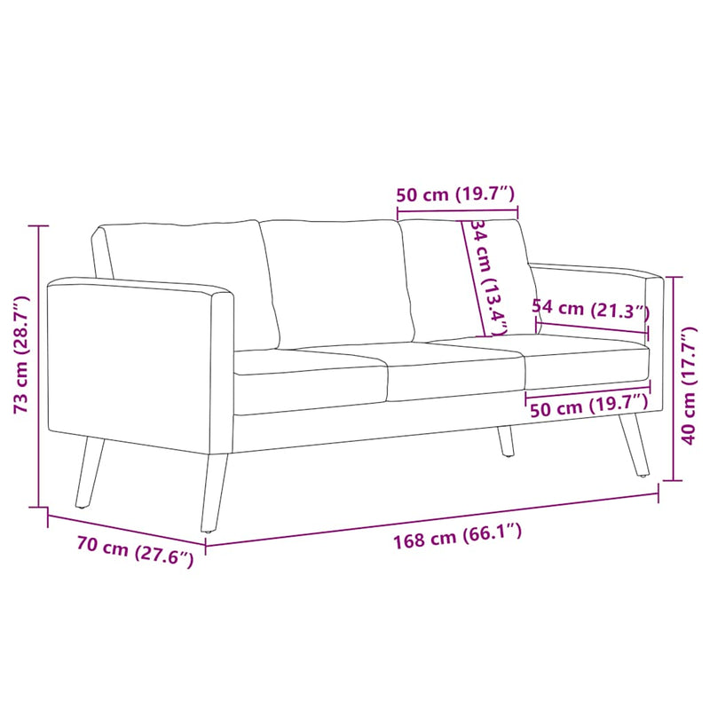 Sofa 3-Seater Fabric Dark Grey