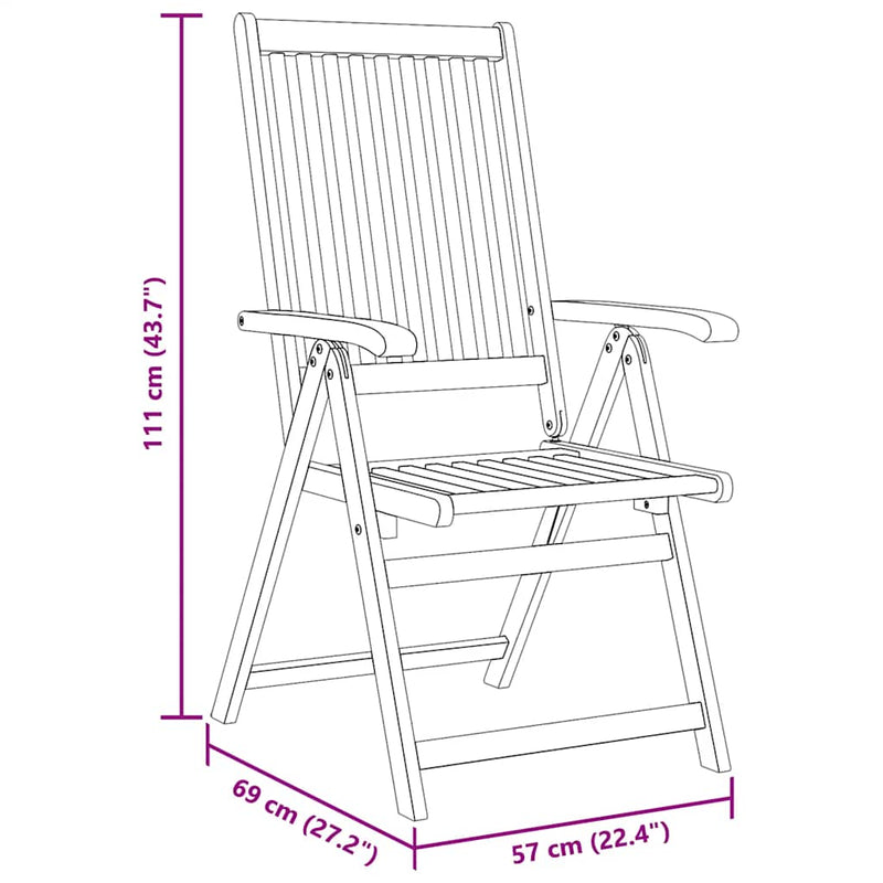 Folding Garden Chairs 2 pcs Solid Acacia Wood Brown