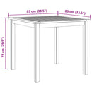 Garden Table 85x85x74 cm Solid Acacia Wood
