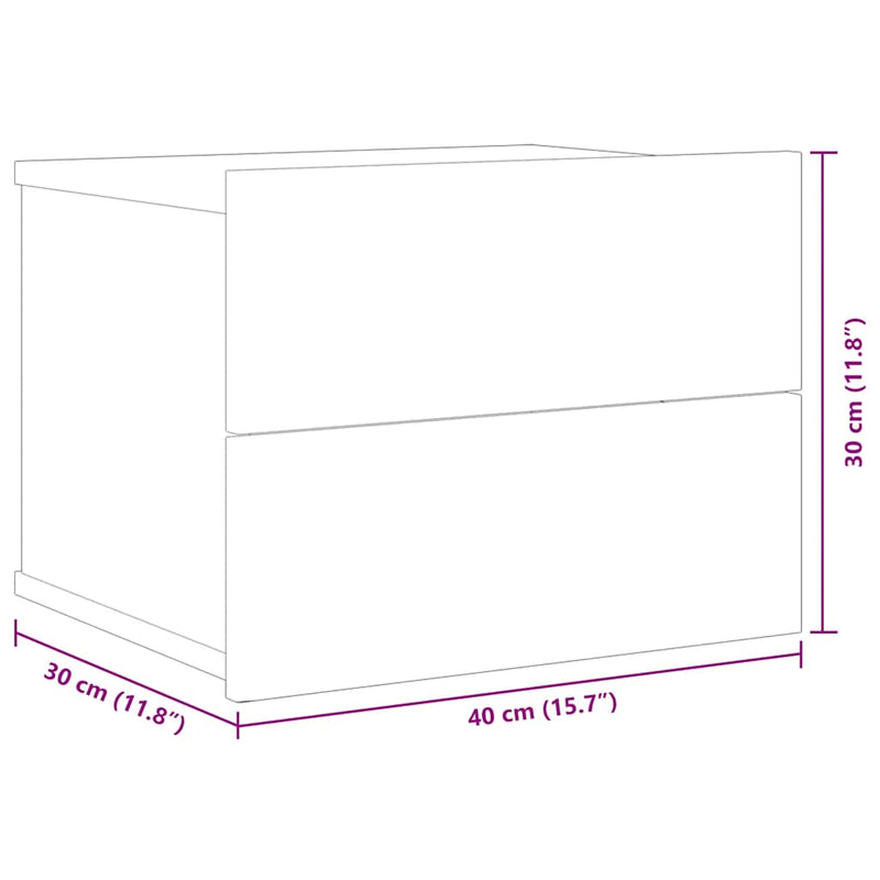 Bedside Cabinet Black 40x30x30 cm