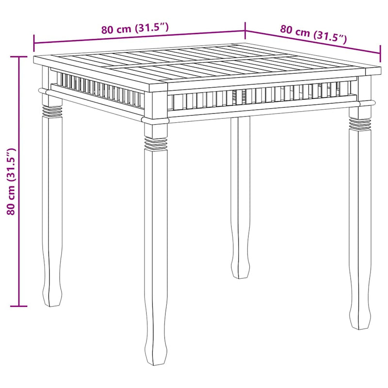 Garden Dining Table 80x80x80 cm Solid Teak Wood