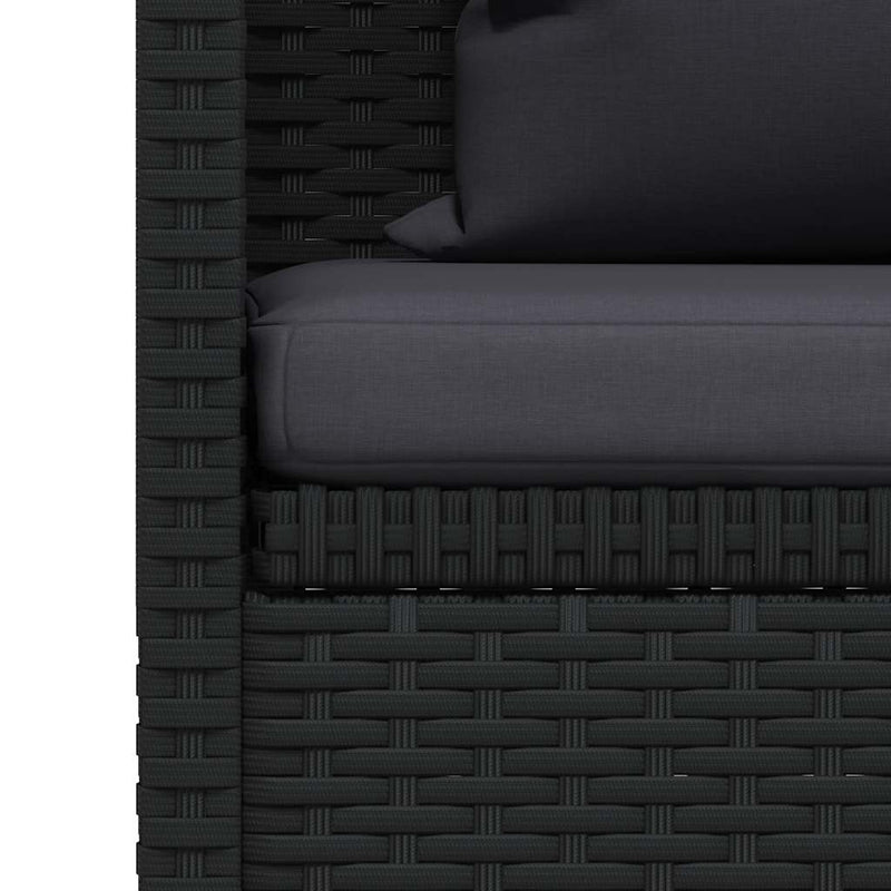Outdoor Sofa with Cushion and Pillow Poly Rattan Black