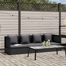 Outdoor Sofa with Cushion and Pillow Poly Rattan Black
