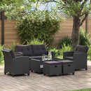 6 Piece Garden Sofa Set with Cushions Poly Rattan Black