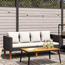 2-Seater Garden Sofa with Cushions Poly Rattan Black