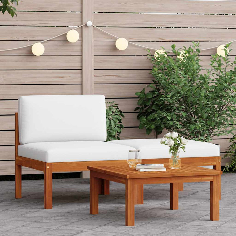 3 Piece Garden Lounge Set with Cushions Solid Acacia Wood