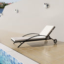 Sun Lounger with Cushion & Wheels Poly Rattan Black