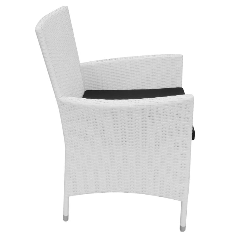 5 Piece Outdoor Dining Set Poly Rattan Cream White