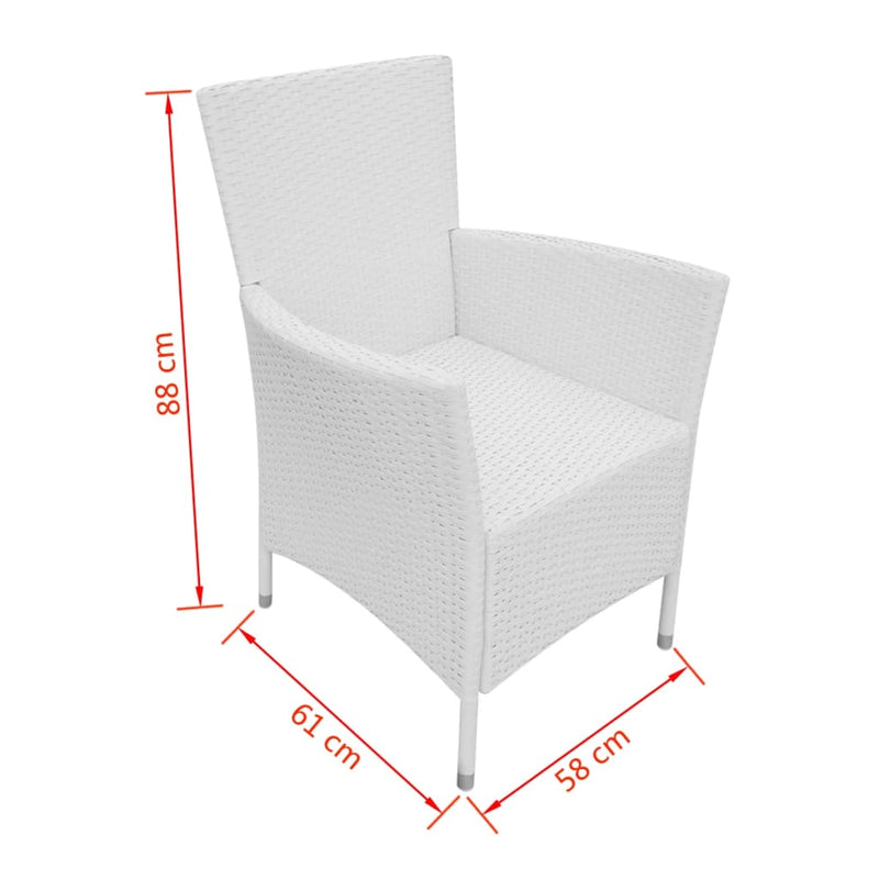 5 Piece Outdoor Dining Set Poly Rattan Cream White