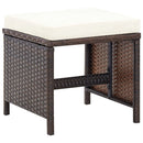 5 Piece Outdoor Dining Set with Cushions Poly Rattan Brown