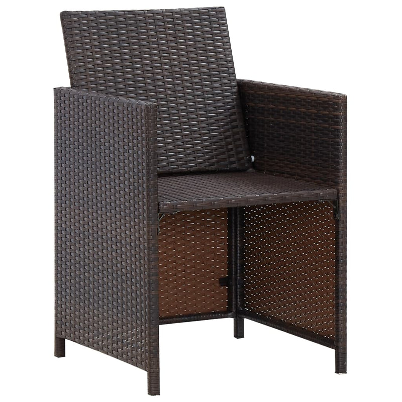 5 Piece Outdoor Dining Set with Cushions Poly Rattan Brown