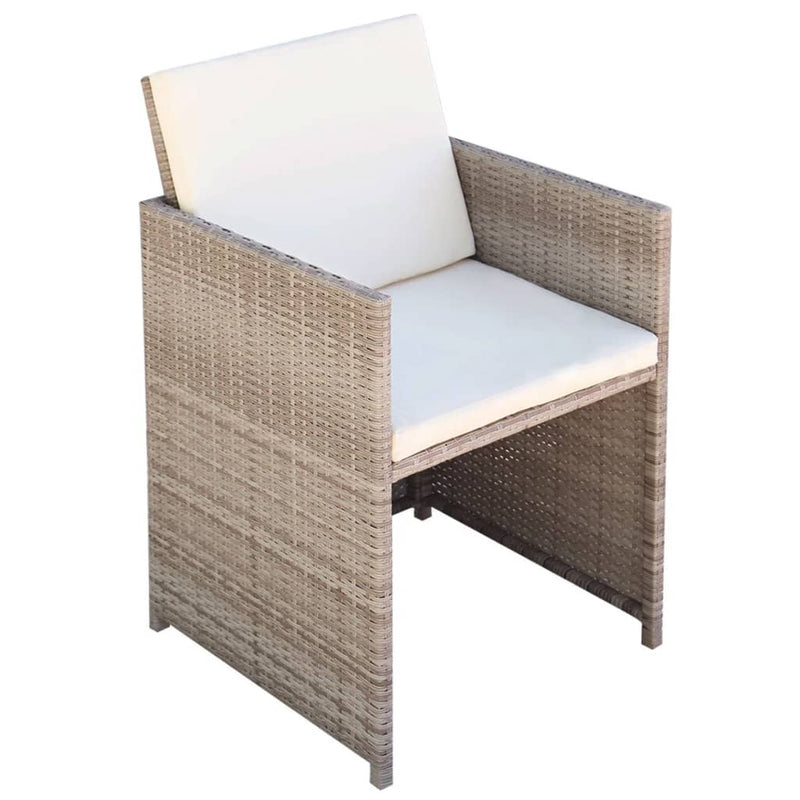11 Piece Outdoor Dining Set with Cushions Poly Rattan Beige