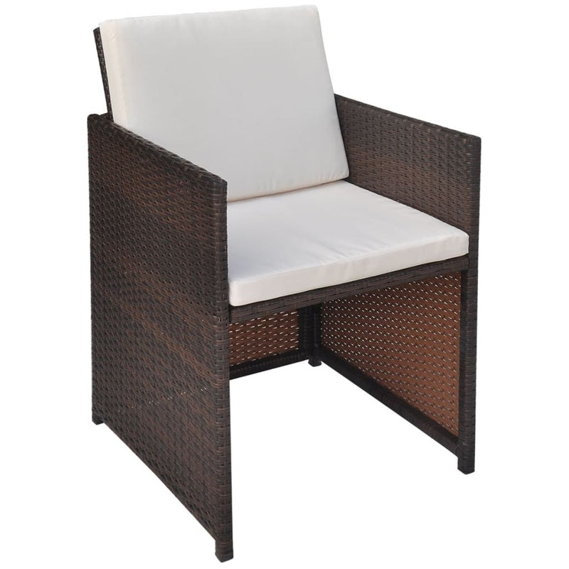 Garden Chairs 2 pcs with Cushions and Pillows Poly Rattan Brown
