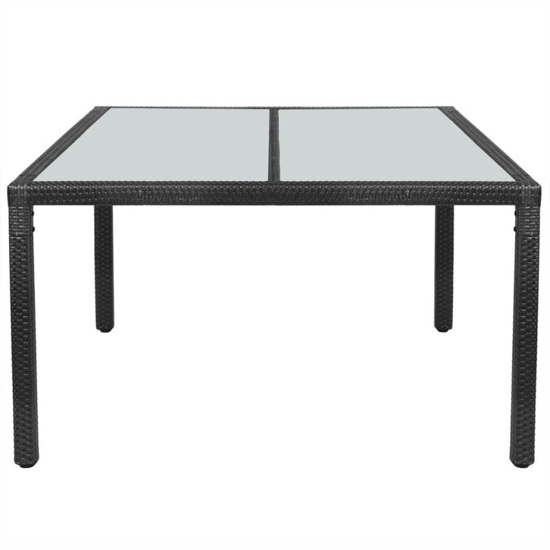 Garden Table Black 150x90x75 cm Poly Rattan