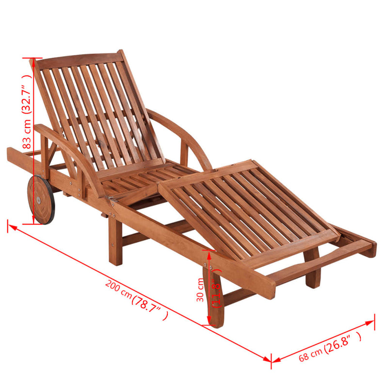 Sun Lounger Solid Acacia Wood