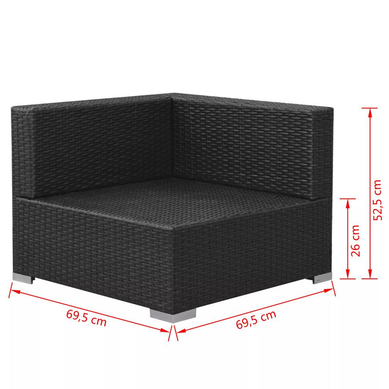 3 Piece Garden Lounge Set with Cushions Poly Rattan Black