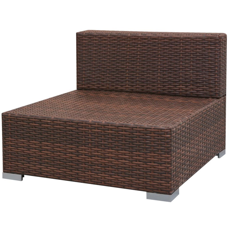 7 Piece Garden Lounge Set with Canopy Poly Rattan Brown