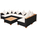 7 Piece Garden Lounge Set with Cushions Poly Rattan Black