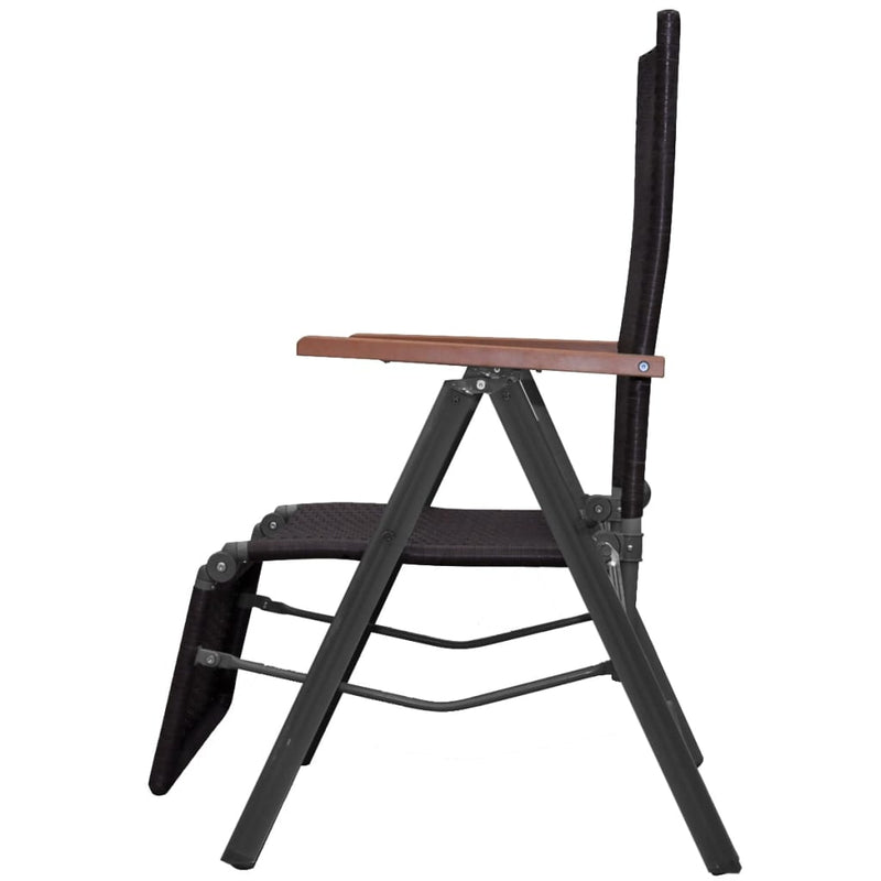 Reclining Deck Chair Poly Rattan Brown