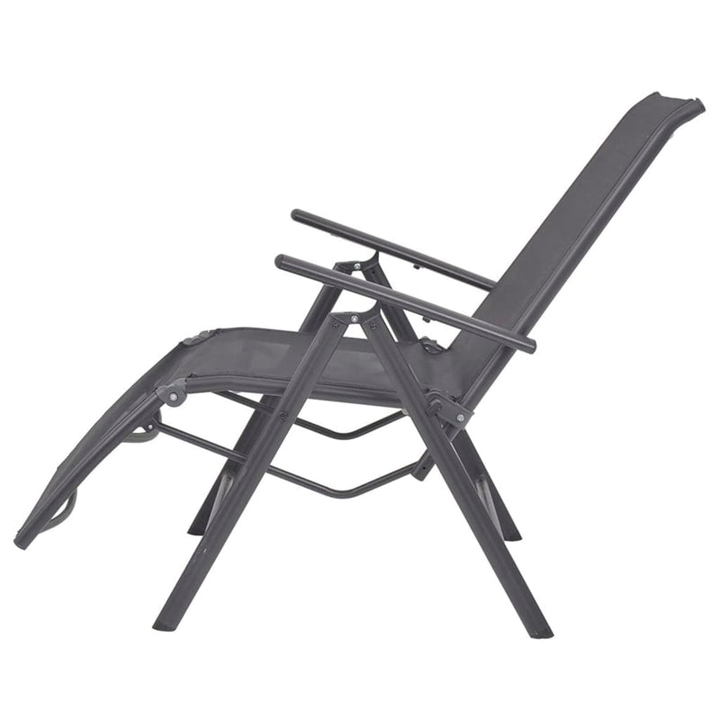 Reclining Deck Chair Aluminium and Textilene Black