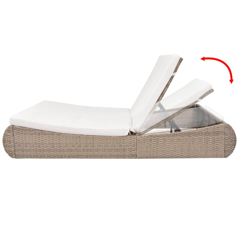 Outdoor Lounge Bed Poly Rattan Beige