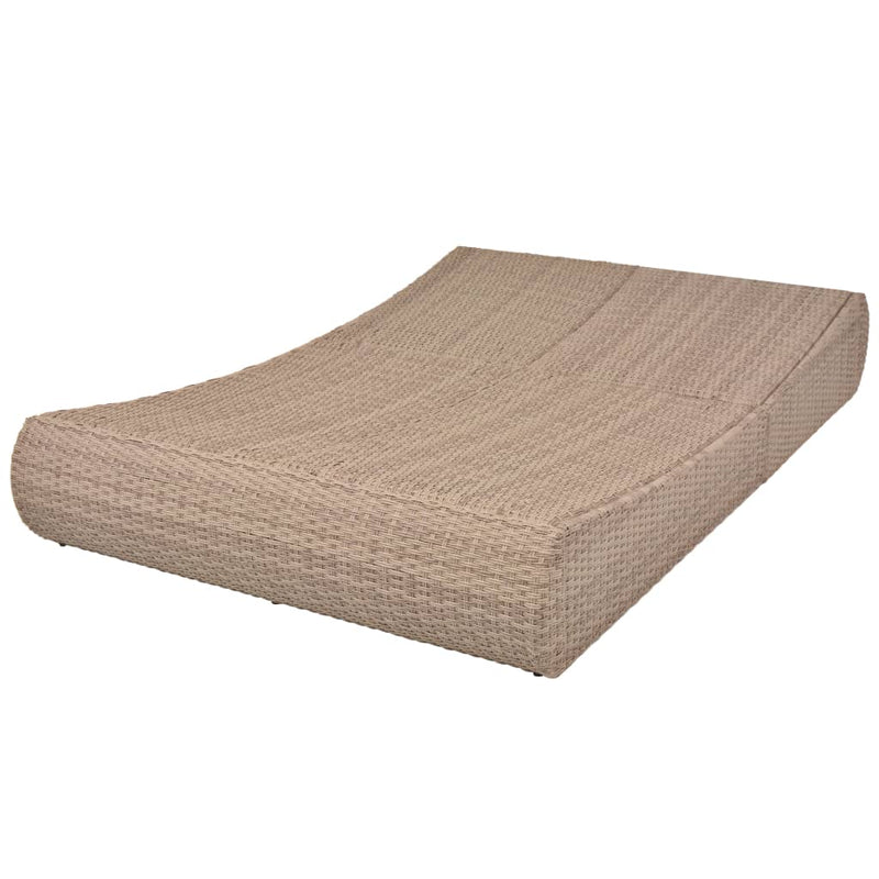 Outdoor Lounge Bed Poly Rattan Beige