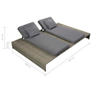 Double Sun Lounger with Cushion Poly Rattan Grey