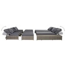 5 Piece Garden Lounge Set with Cushions Poly Rattan Grey