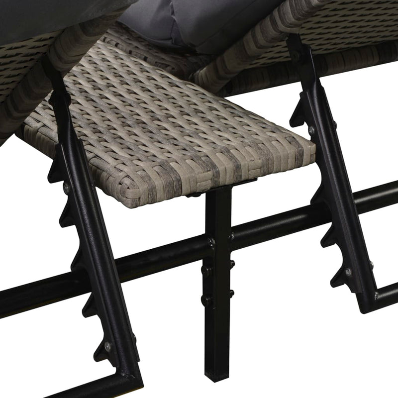 5 Piece Garden Lounge Set with Cushions Poly Rattan Grey