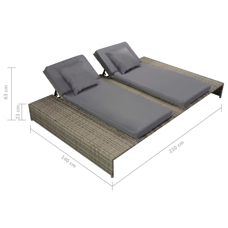 5 Piece Garden Lounge Set with Cushions Poly Rattan Grey