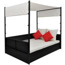 Garden Bed with Canopy Black 190x130 cm Poly Rattan