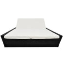 Outdoor Lounge Bed with Cushion Poly Rattan Black