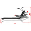 Sun Lounger with Canopy Steel Black