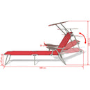 Sun Lounger with Canopy Steel Red