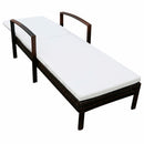 Sun Lounger with Cushion Poly Rattan Brown