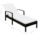 Sun Lounger with Cushion Poly Rattan Brown.