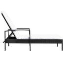 Sun Lounger with Cushion Poly Rattan Black