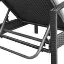Sun Lounger with Cushion Poly Rattan Black