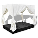 Outdoor Lounge Bed with Curtains Poly Rattan Black