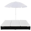 Outdoor Lounge Bed with Umbrella Poly Rattan Black