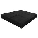 Outdoor Lounge Bed with Umbrella Poly Rattan Black